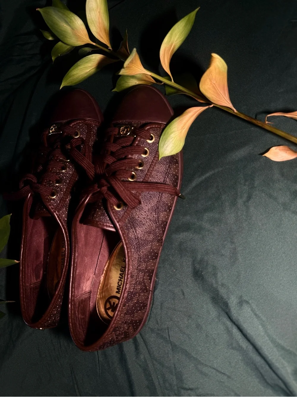 Michael Kors Women's Burgundy Logo Lace-Up Sneakers